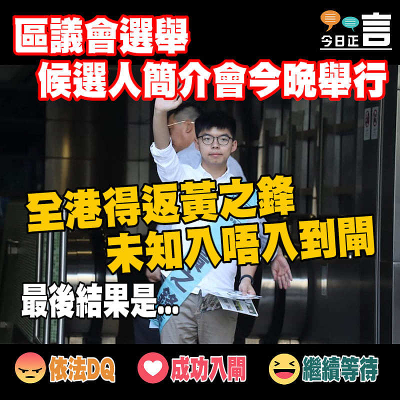 全香港得返黃之鋒未知入唔入到閘