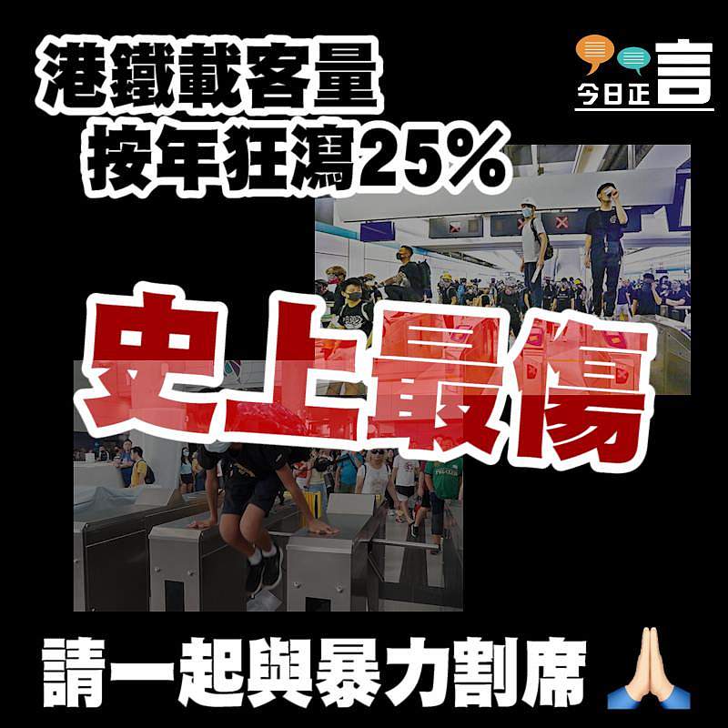 史上最傷！港鐵載客量按年狂瀉25%