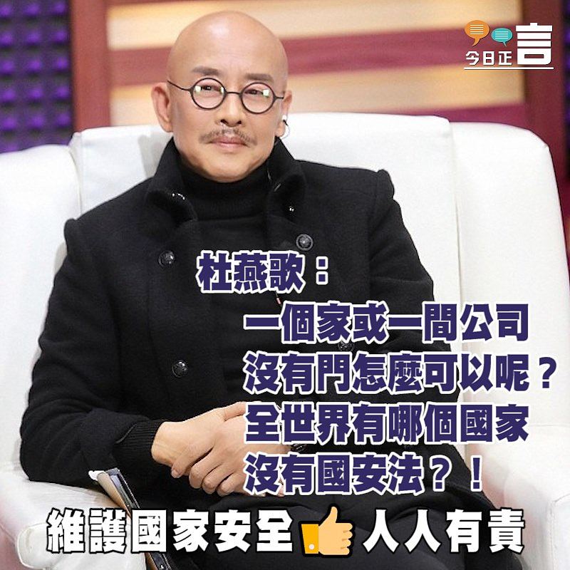 他們都撐國安法 杜燕歌：一個家或一間公司一個家或一間公司