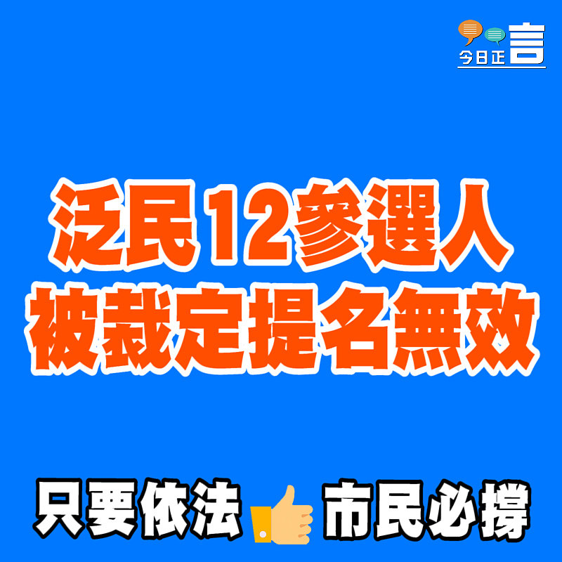 泛民12參選人被裁定提名無效