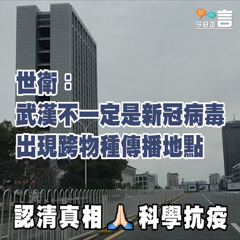 世衛：武漢不一定是新冠病毒出現跨物種傳播地點