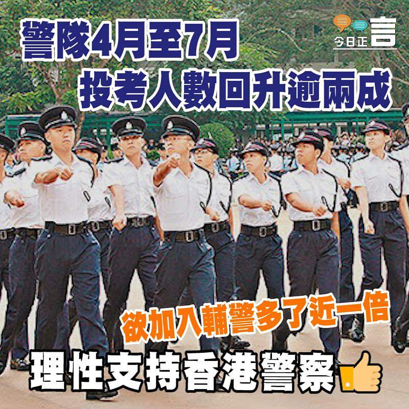 警隊4月至7月投考人數回升逾兩成 欲加入輔警多了近一倍