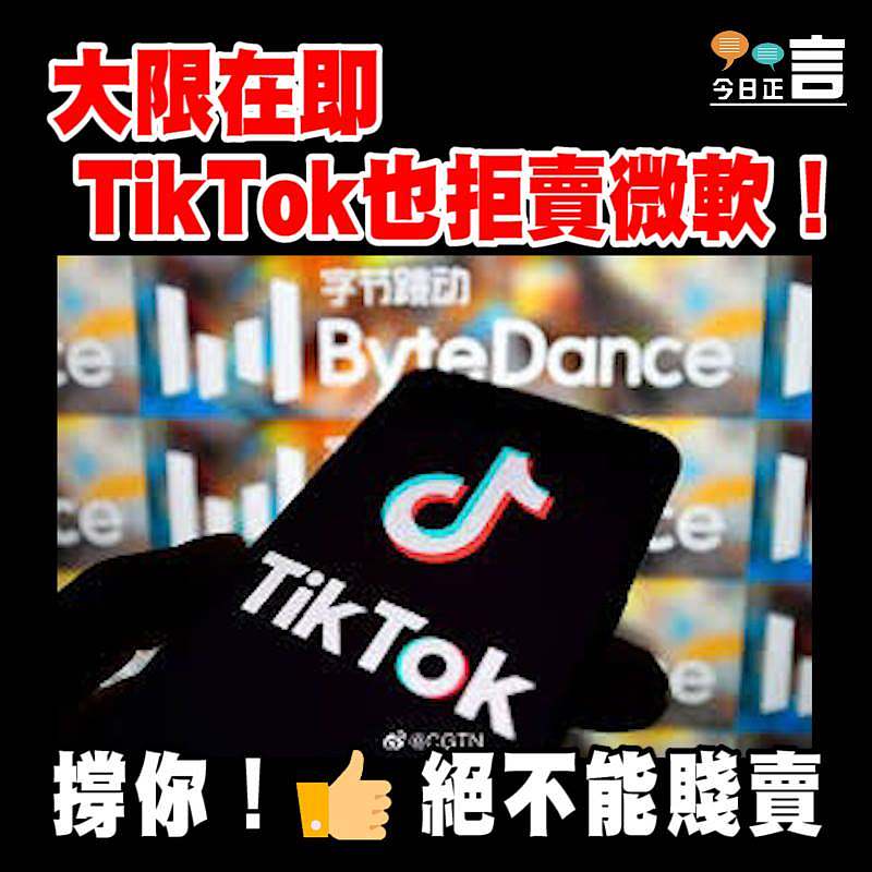 大限在即 TikTok也拒賣微軟！