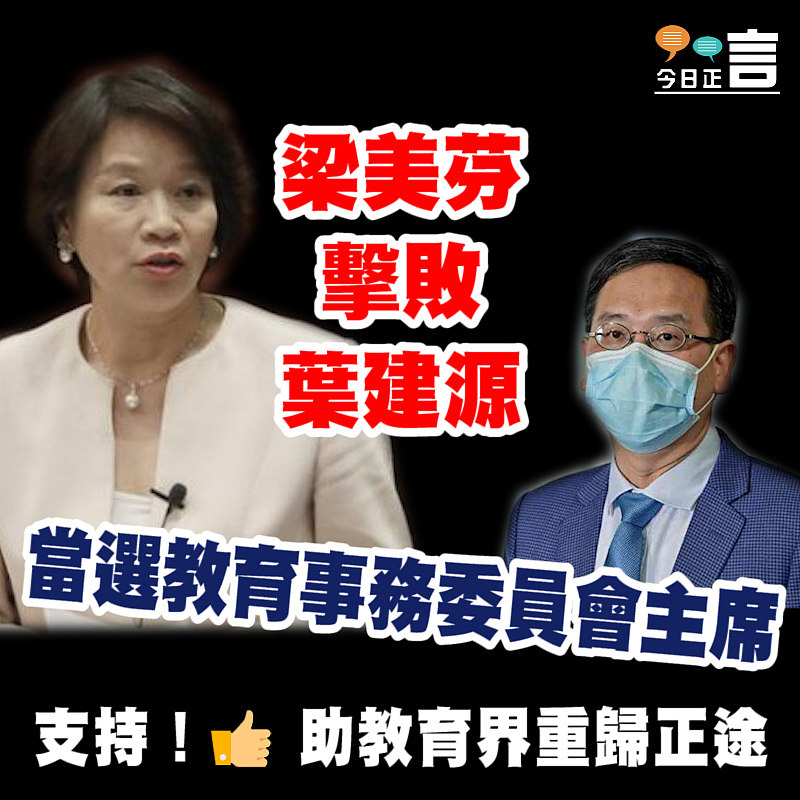梁美芬擊敗葉建源當選教育事務委員會主席