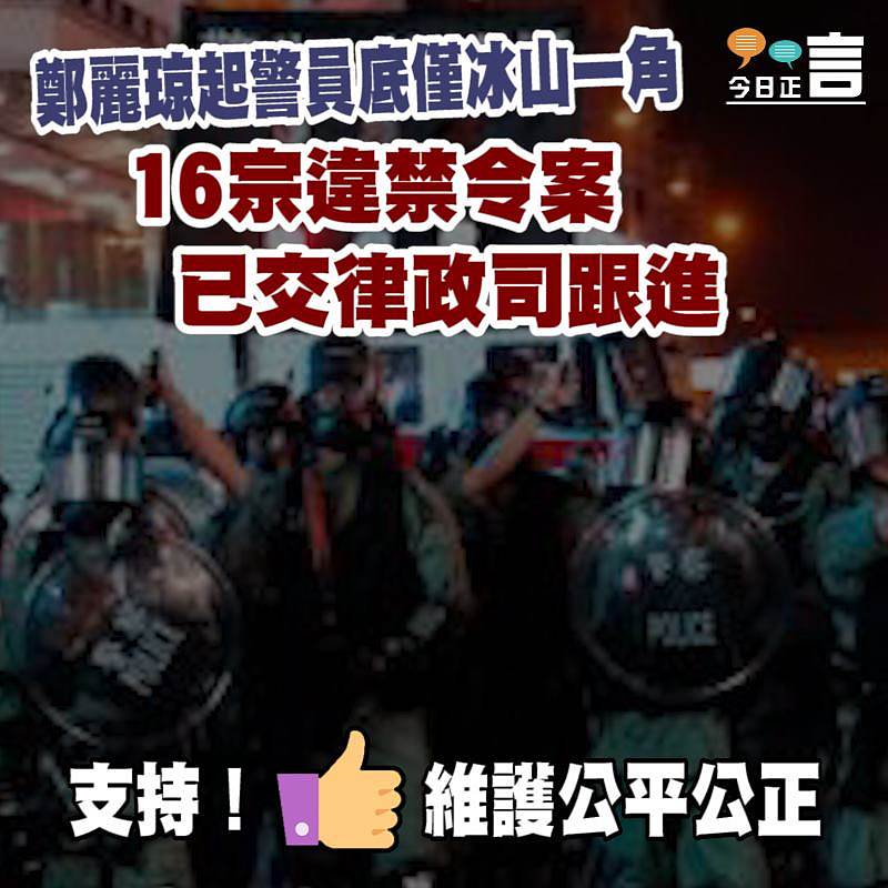 鄭麗琼起警員底僅冰山一角 16宗違禁令案已交律政司跟進