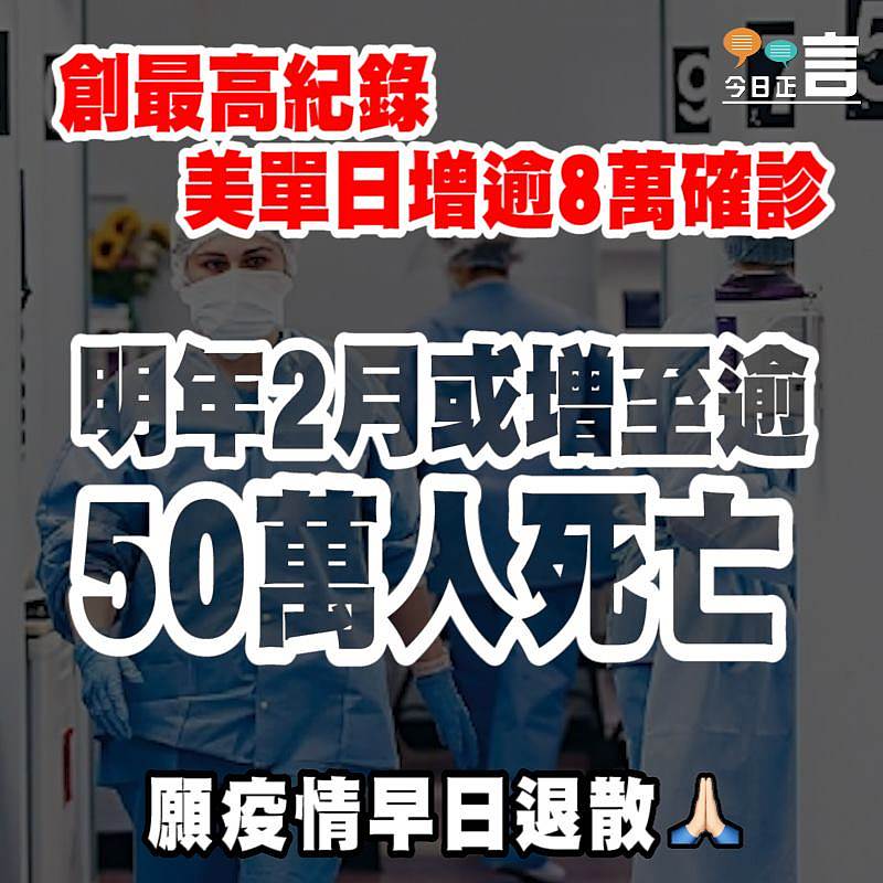 創最高紀錄 美單日增逾8萬確診