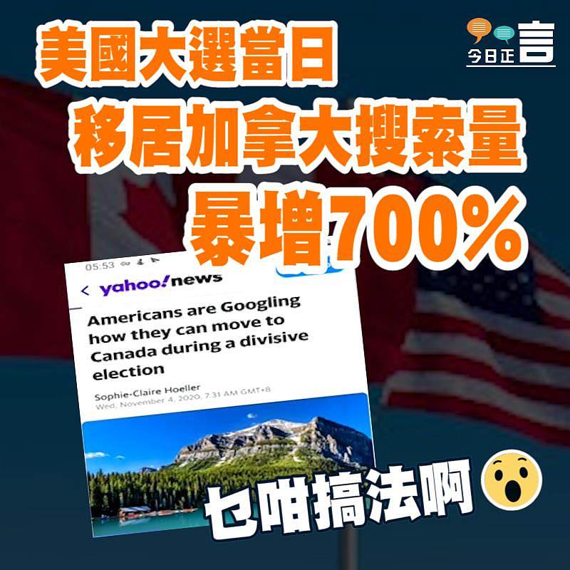 美國大選當日移居加拿大搜索量暴增700%