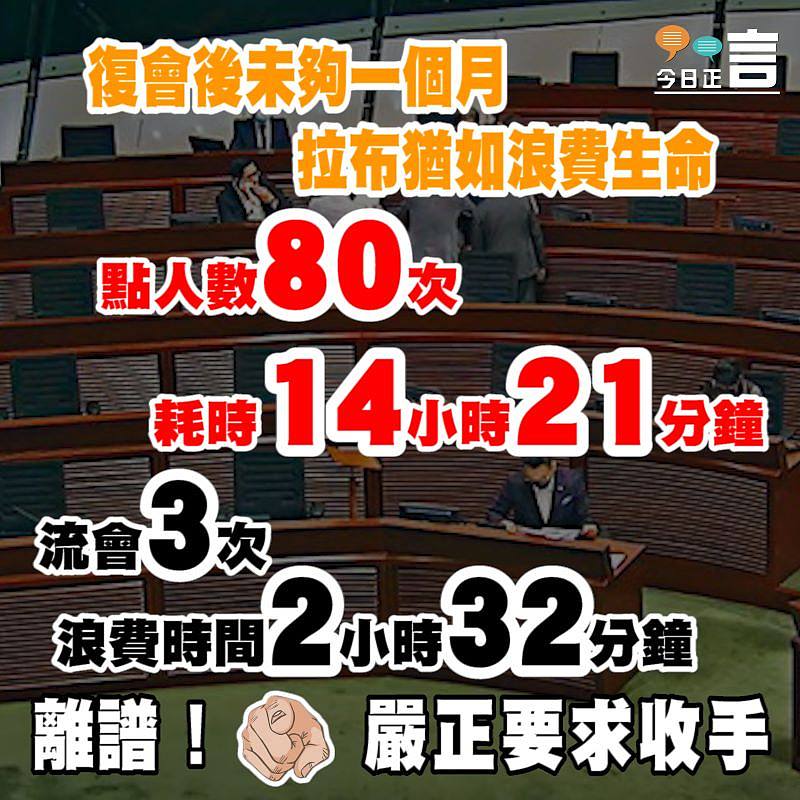 復會後未夠一個月拉布猶如浪費生命 點人數竟多達80次