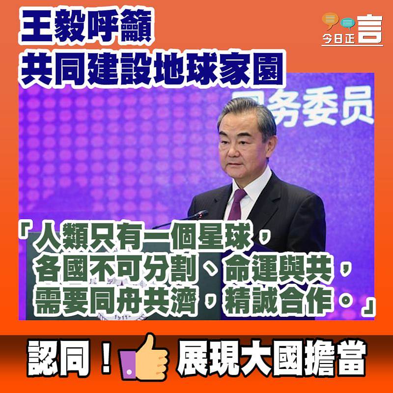 王毅呼籲共同建設地球家園