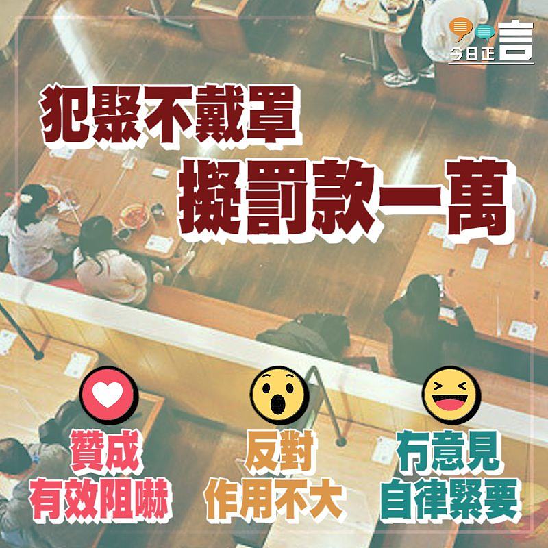 犯聚不戴罩 擬罰款一萬