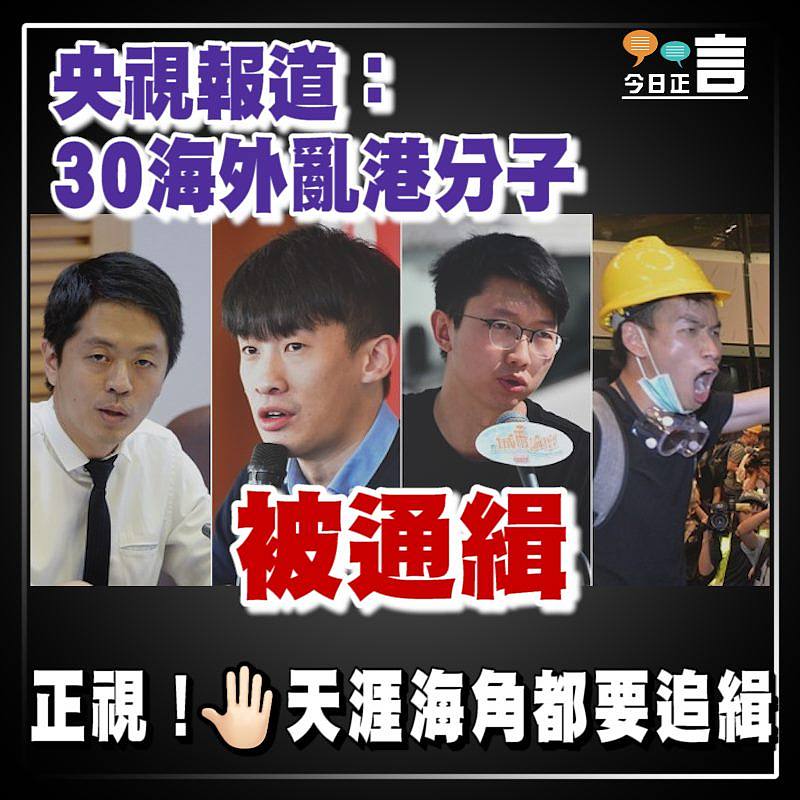 央視報道：30海外亂港分子被通緝
