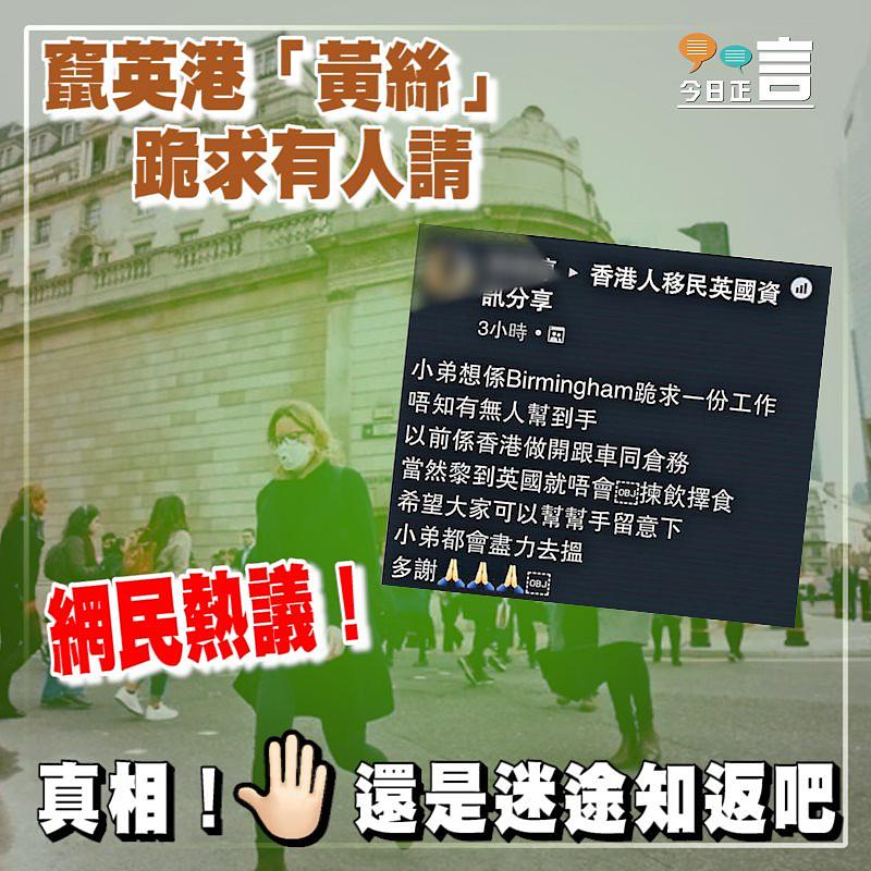 竄英港「黃絲」跪求有人請引發網民熱議