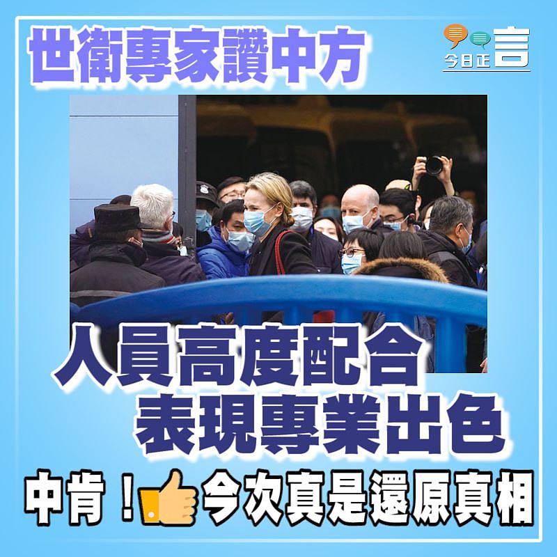 世衛專家讚中方人員高度配合 表現專業出色