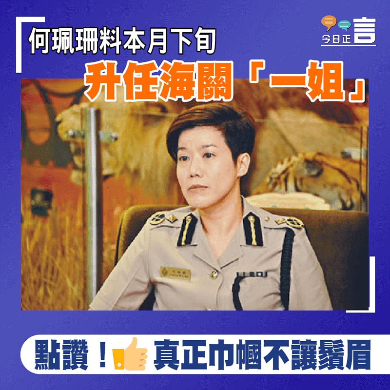 何珮珊料本月下旬升任海關「一姐」