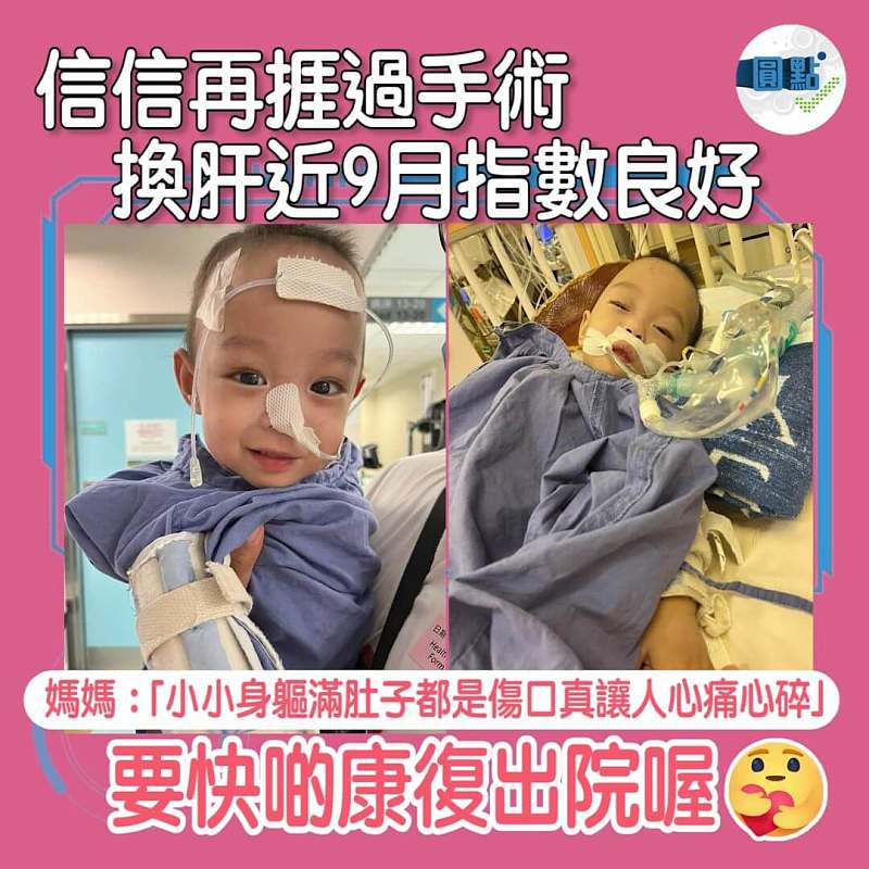 信信再捱過手術　 換肝近9月指數良好