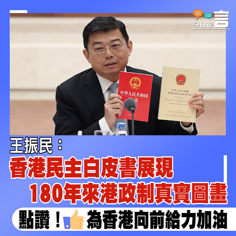 王振民：香港民主白皮書展現180年來港政制真實圖畫