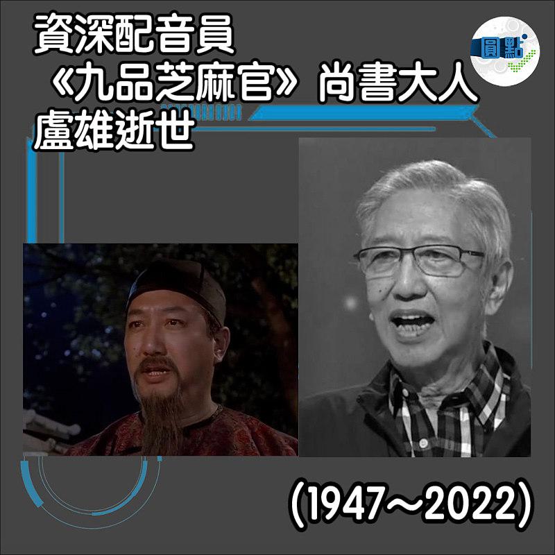 資深配音員、《九品芝麻官》尚書大人 盧雄逝世