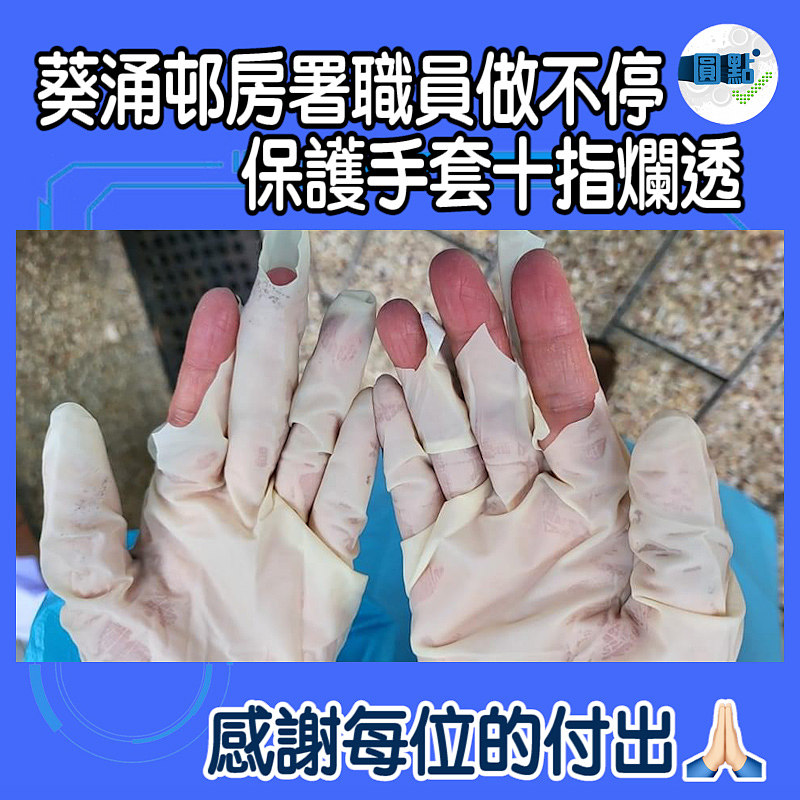 葵涌邨房署職員做不停 保護手套十指爛透