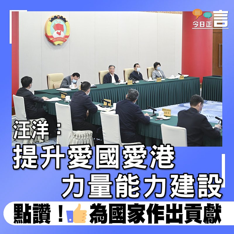 汪洋：提升愛國愛港力量能力建設