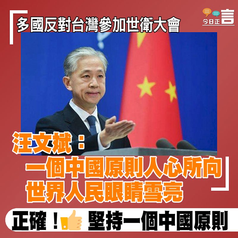 多國反對台灣參加世衛大會 汪文斌：一個中國原則人心所向