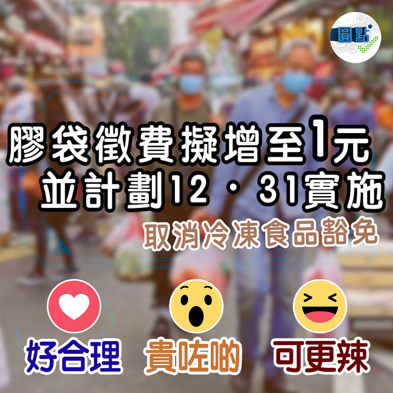 膠袋徵費擬增至1元 並計劃12．31實施