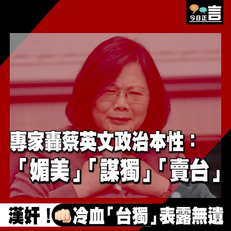 專家轟蔡英文政治本性：「媚美」「謀獨」「賣台」