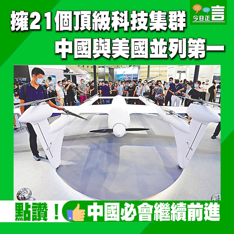 擁21個頂級科技集群 中國與美國並列第一