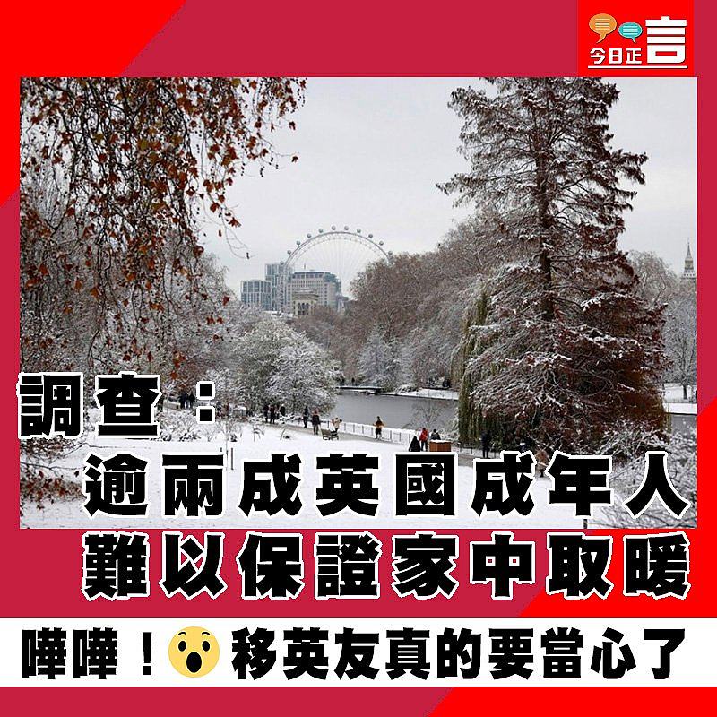 調查：逾兩成英國成年人難以保證家中取暖