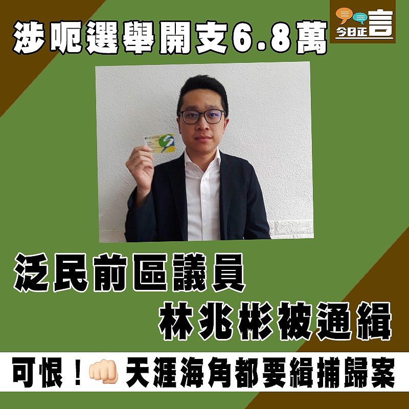 涉呃選舉開支6.8萬 泛民前區議員被通緝