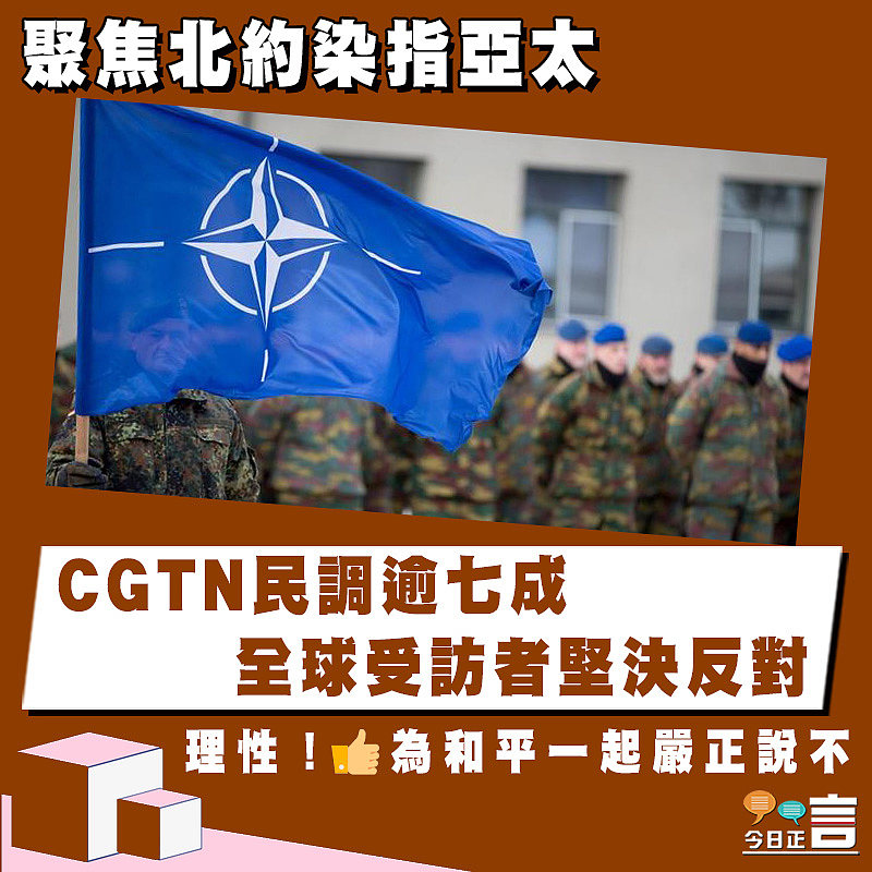 聚焦北約染指亞太　 CGTN民調逾七成全球受訪者堅決反對