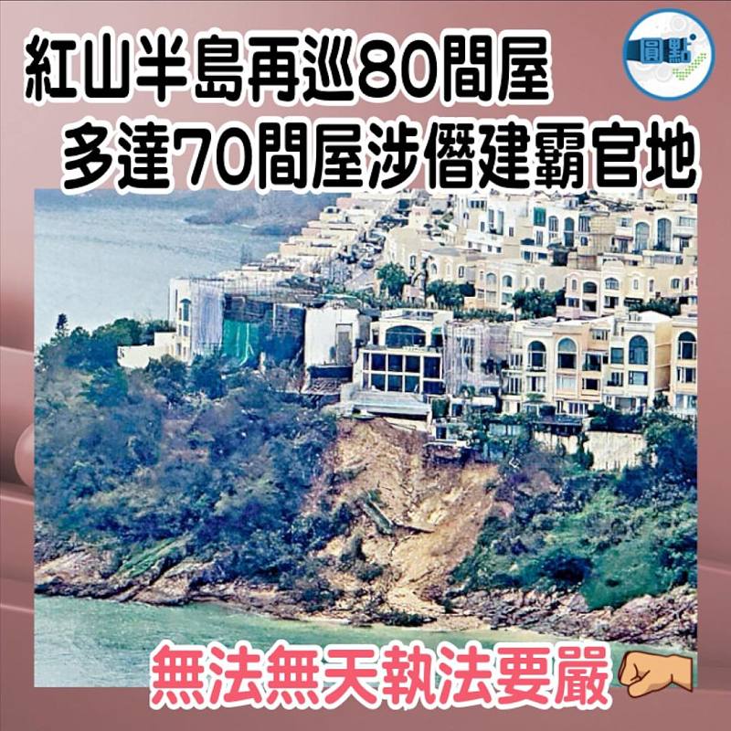 紅山半島再巡80間屋   多達70間屋涉僭建霸官地