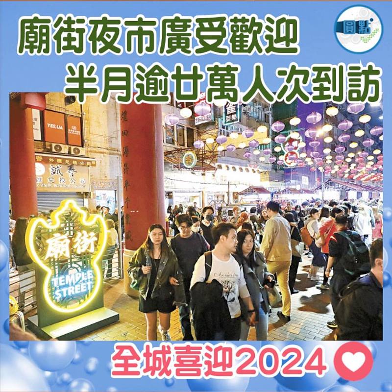 廟街夜市廣受歡迎  半月逾廿萬人次到訪