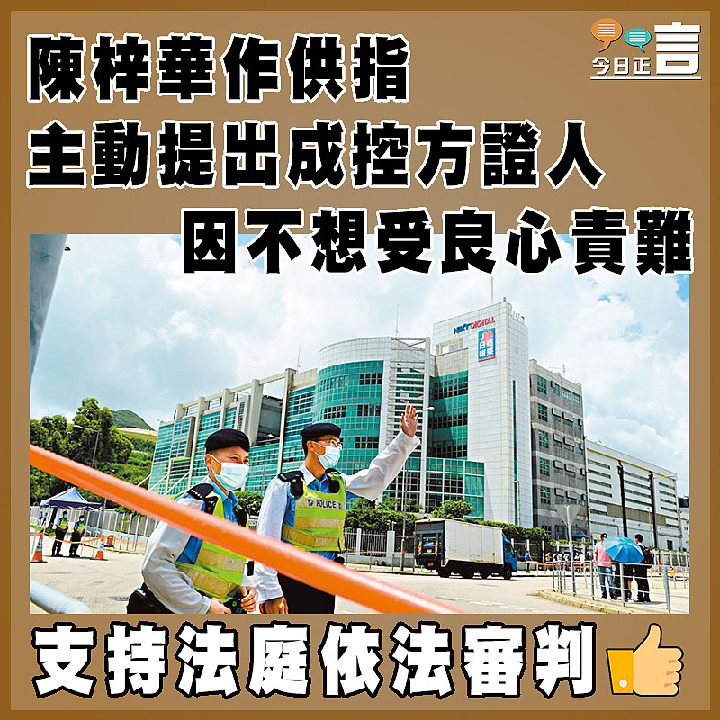 陳梓華作供指  主動提出成控方證人因不想受良心責難