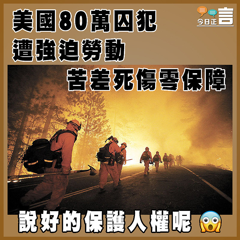 美國80萬囚犯遭強迫勞動 苦差死傷零保障