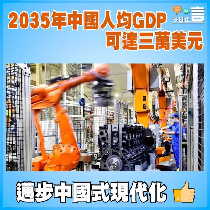 2035年中國人均GDP可達三萬美元