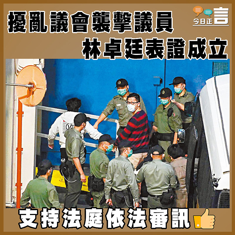 擾亂議會襲擊議員  林卓廷表證成立