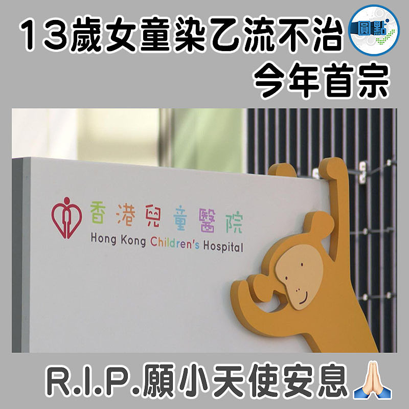 13歲女童染乙流不治 今年首宗
