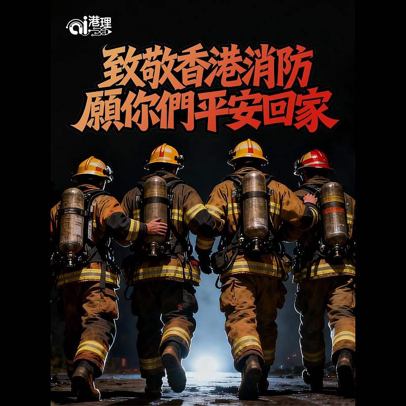 【#AI繪圖】致敬香港消防 願你們平安回家
