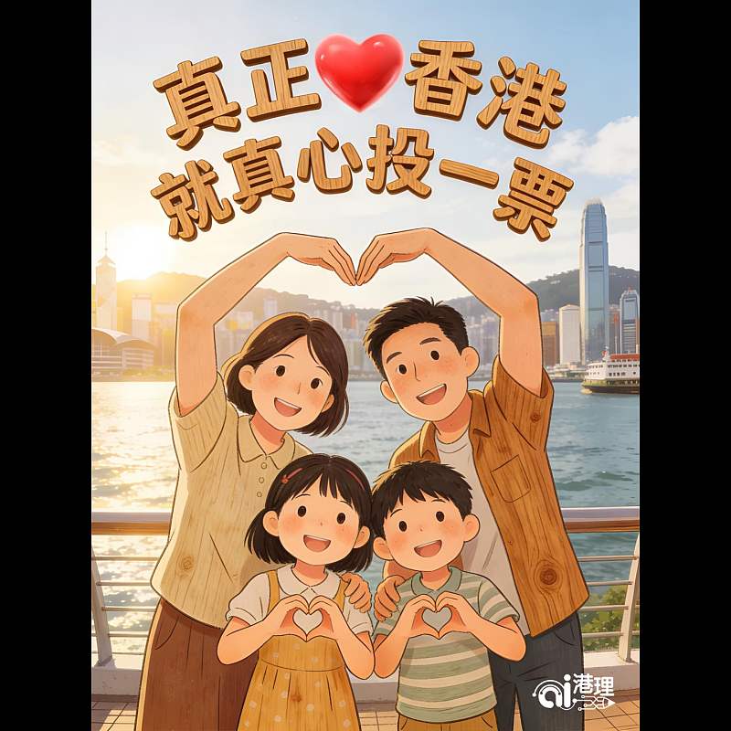 【AI漫畫】真正愛香港  就真心投一票