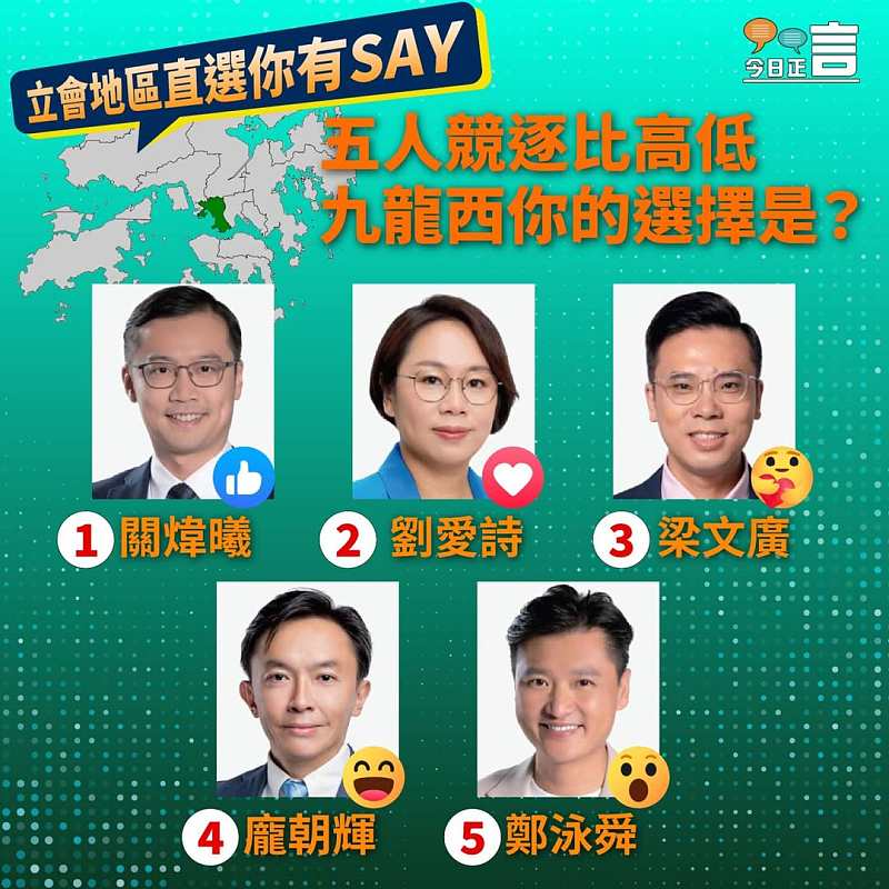 【正言專題】立會地區直選你有SAY──九龍西五人競逐比高低