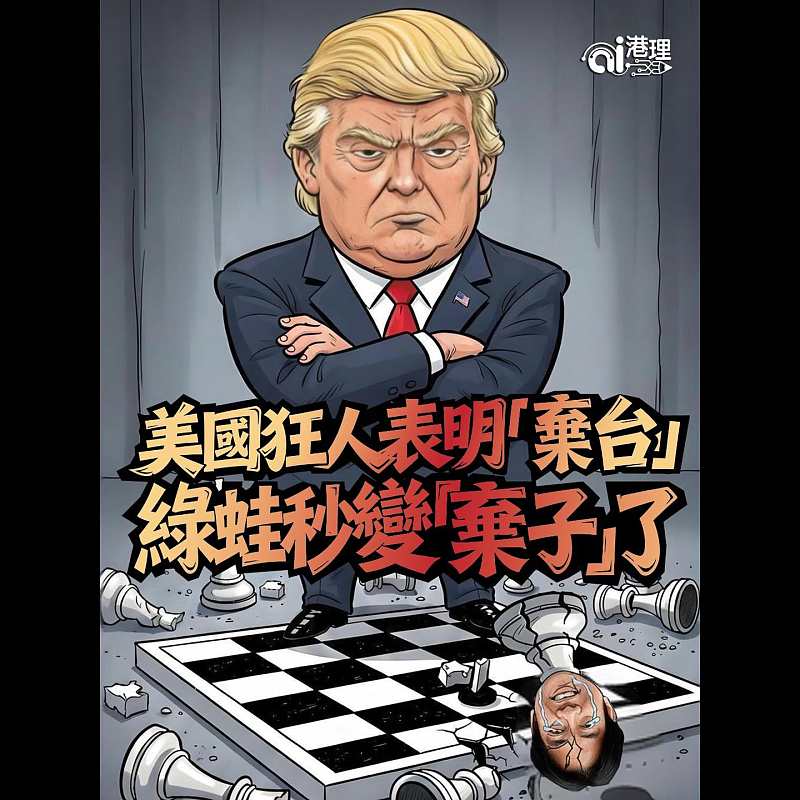 【AI漫畫】美國狂人表明「棄台」  綠蛙秒變「棄子」了
