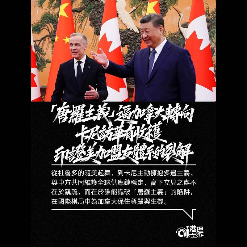 【AI洞見】「唐羅主義」逼加拿大轉向  卡尼訪華有收穫印證美加盟友體系的裂解