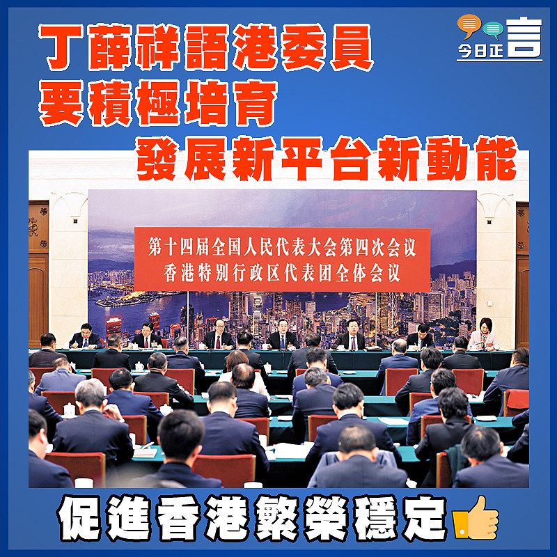 丁薛祥語港委員  要積極培育發展新平台新動能