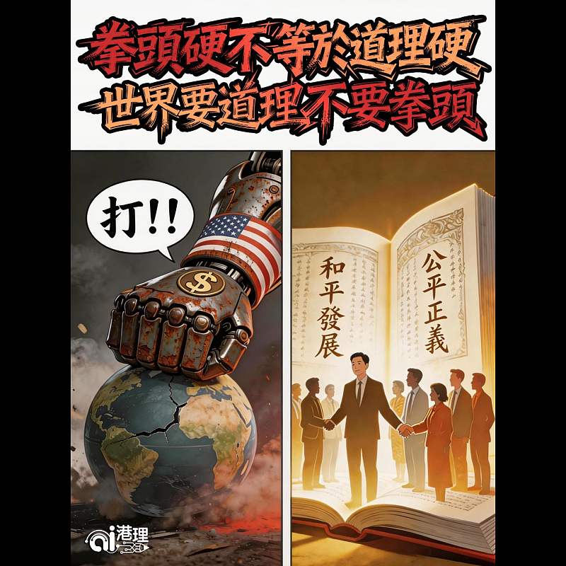 【AI漫畫】拳頭硬不等於道理硬 世界要道理不要拳頭