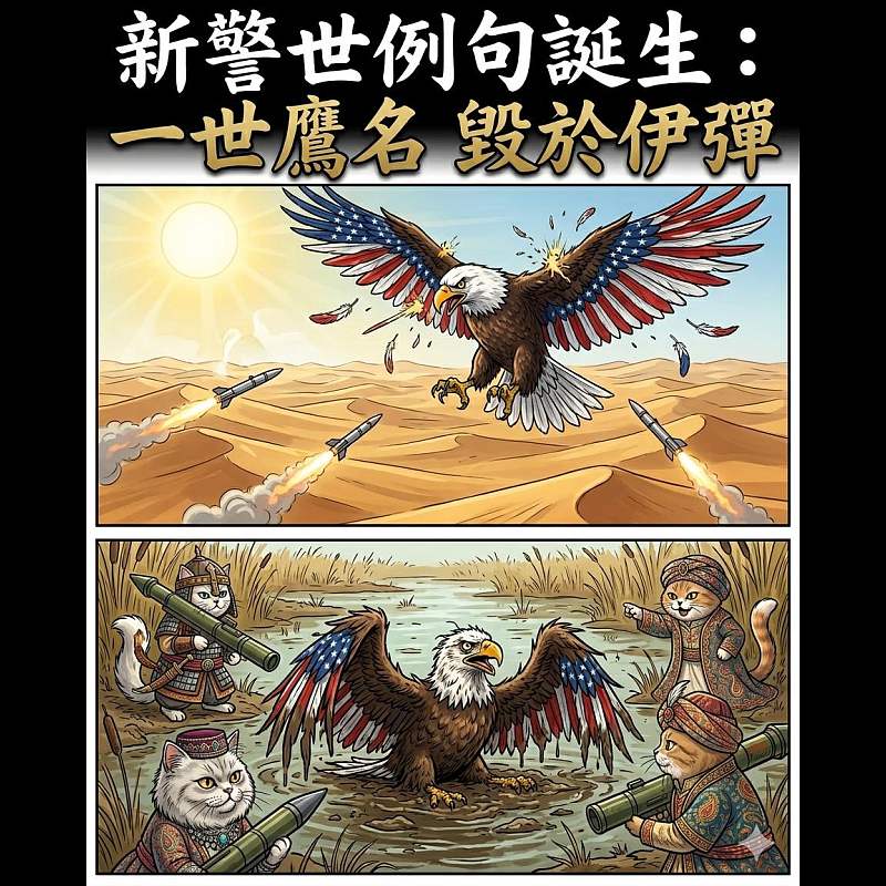 【AI漫畫】新警世例句誕生：一世鷹名 毁於伊彈