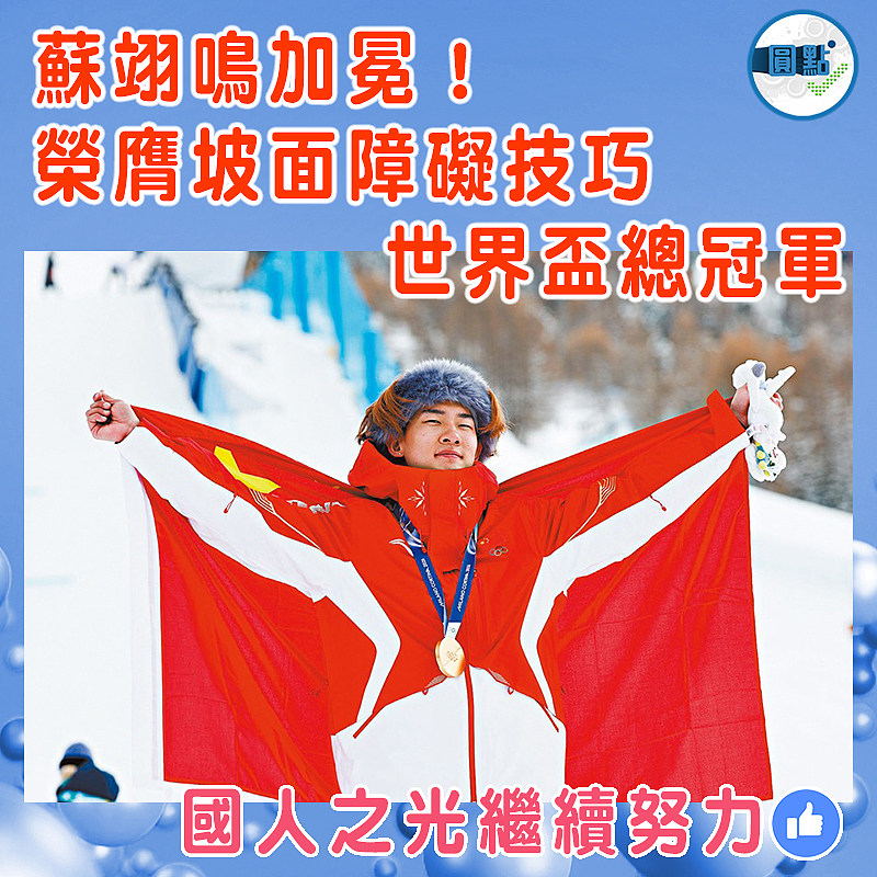 蘇翊鳴加冕！榮膺坡面障礙技巧世界盃總冠軍