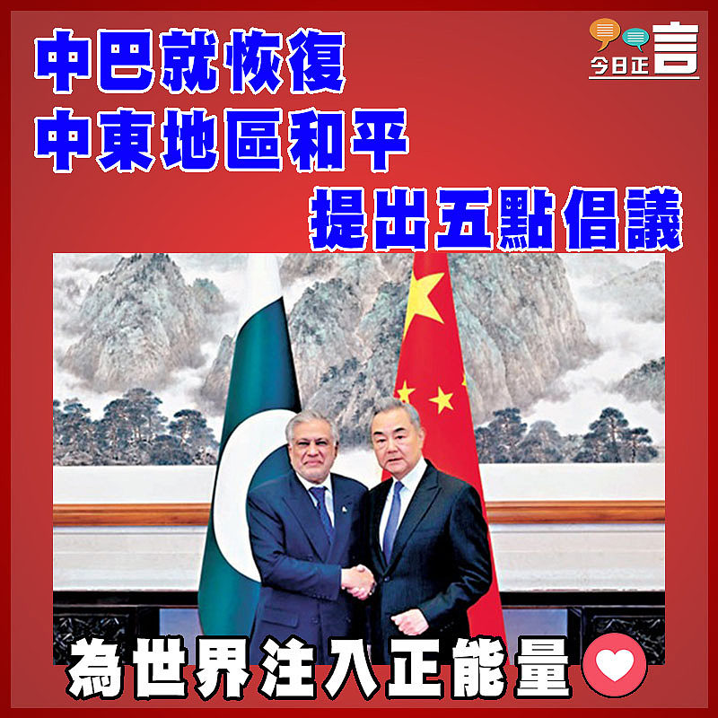 中巴就恢復中東地區和平提出五點倡議