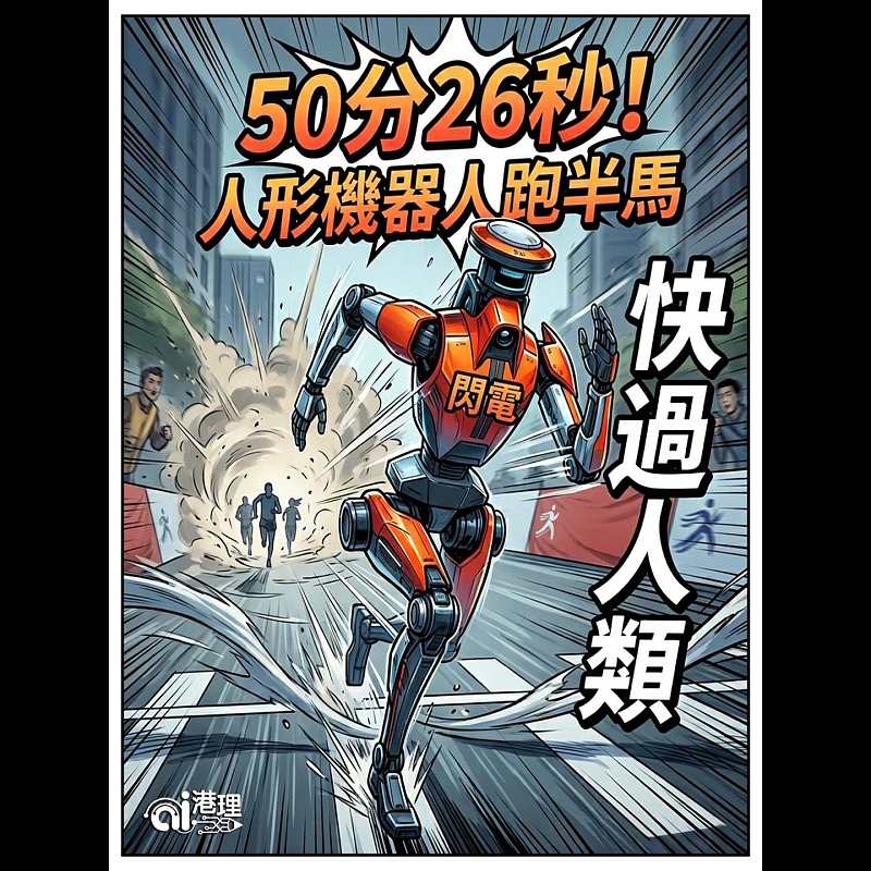 【AI漫畫】人形機器人跑半馬快過人類