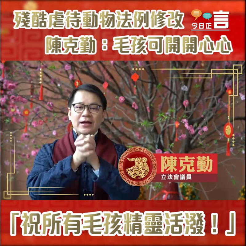 殘酷虐待動物法例修改 陳克勤：毛孩可開開心心