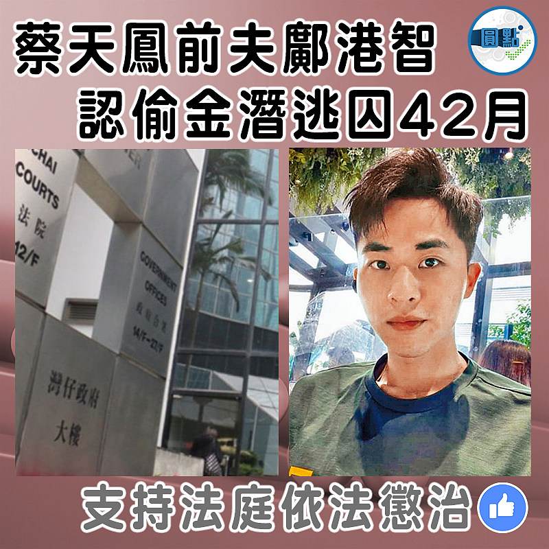 蔡天鳳前夫鄺港智  認偷金潛逃囚42月